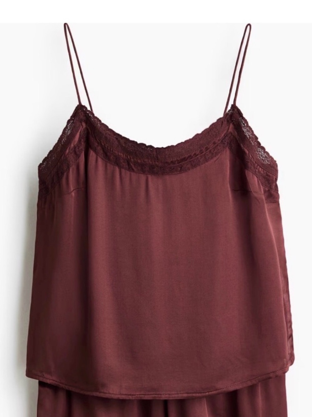 Viscose satin camisole - chocolate lace